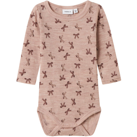 Name It Shadow Gray Bows Nbfwang Uld Rib Ls Body Aop