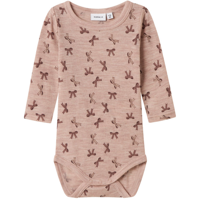 Name It Shadow Gray Bows Nbfwang Uld Rib Ls Body Aop