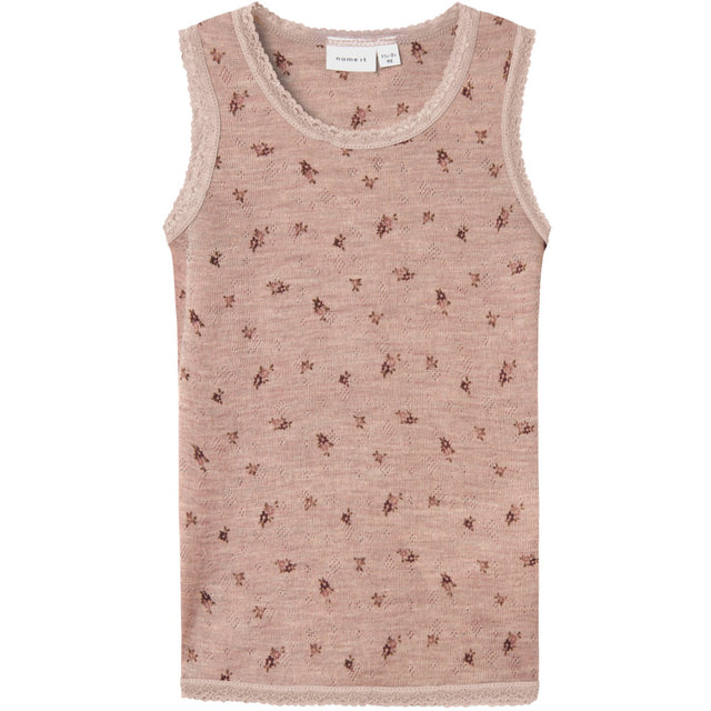 Name It Shadow Gray Small Flowers Nmfwang Uld Needle Tank Top