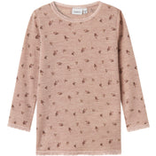 Name It Shadow Gray Small Flowers Nmfwang Uld Needle Ls Top Noos