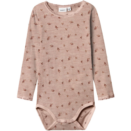 Name It Shadow Gray Small Flowers Nmfwang Uld Needle Ls Body