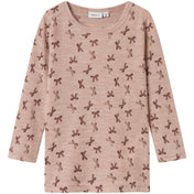 Name It Shadow Gray Bows Nmfwang Uld Rib Ls Top Aop