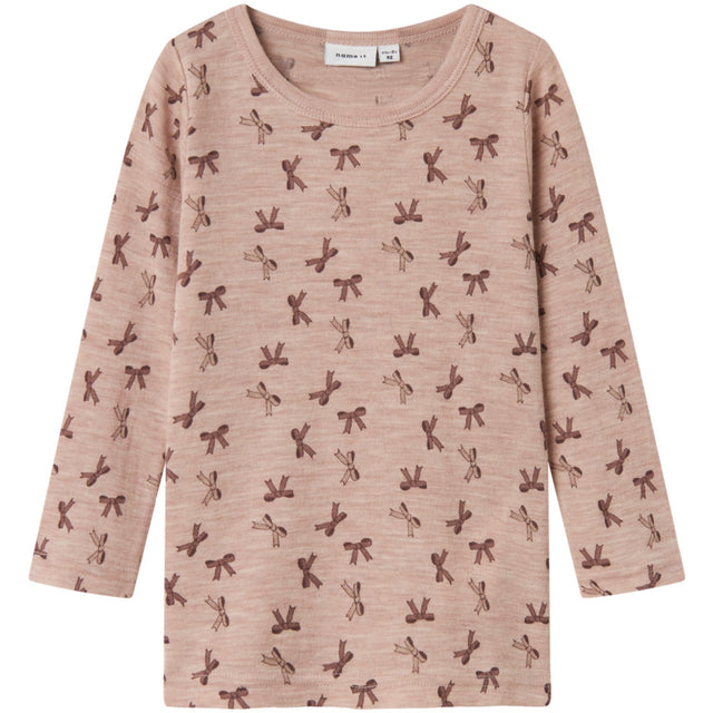 Name It Shadow Gray Bows Nmfwang Uld Rib Ls Top Aop