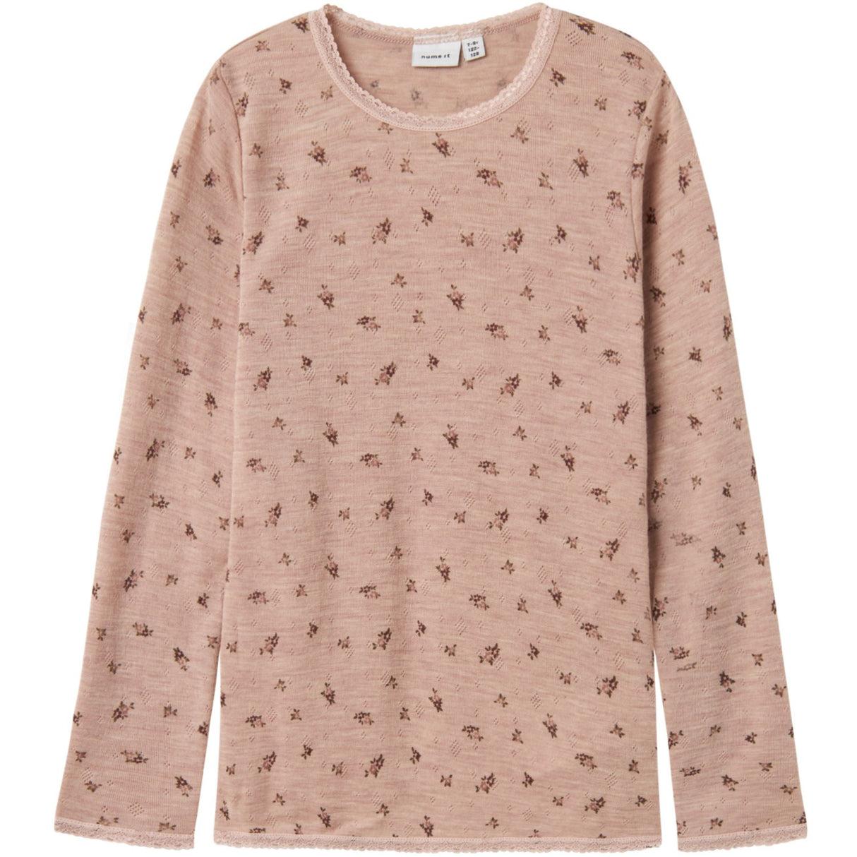 Name It Shadow Gray Small Flowers Nkfwang Uld Needle Ls Top