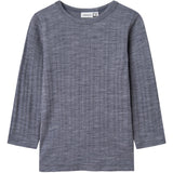 Name It Folkstone Gray Nmmwang Uld Needle Ls Top Solid Noos