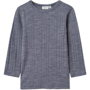 Name It Folkstone Gray Nmmwang Uld Needle Ls Top Solid Noos