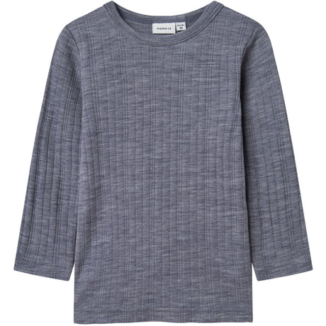 Name It Folkstone Gray Nmmwang Uld Needle Ls Top Solid Noos