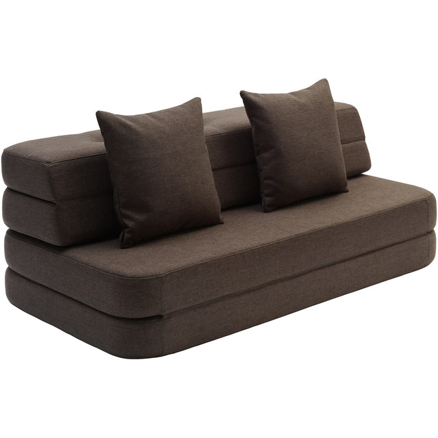 by KlipKlap 3 Fold Sofa Brown With Sand KK XL Soft 140 Cm