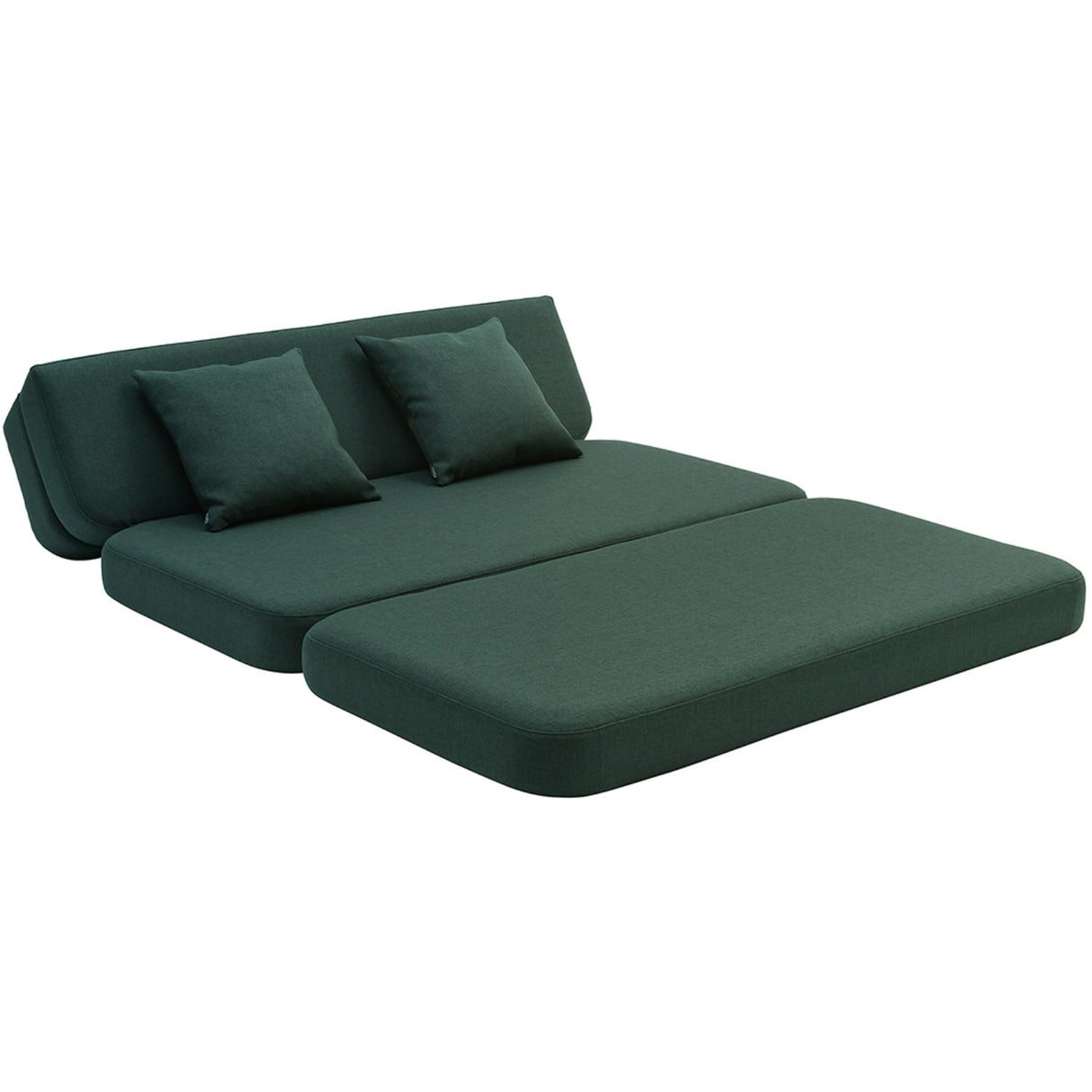 by KlipKlap 3 Fold Sofa Deep Green With Light Green KK XL Soft 140 Cm