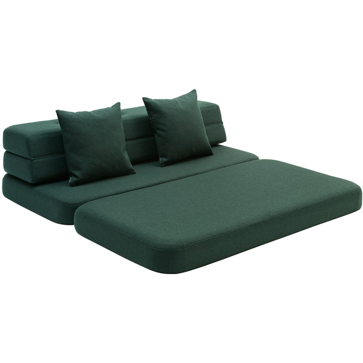 by KlipKlap 3 Fold Sofa Deep Green With Light Green KK XL Soft 140 Cm