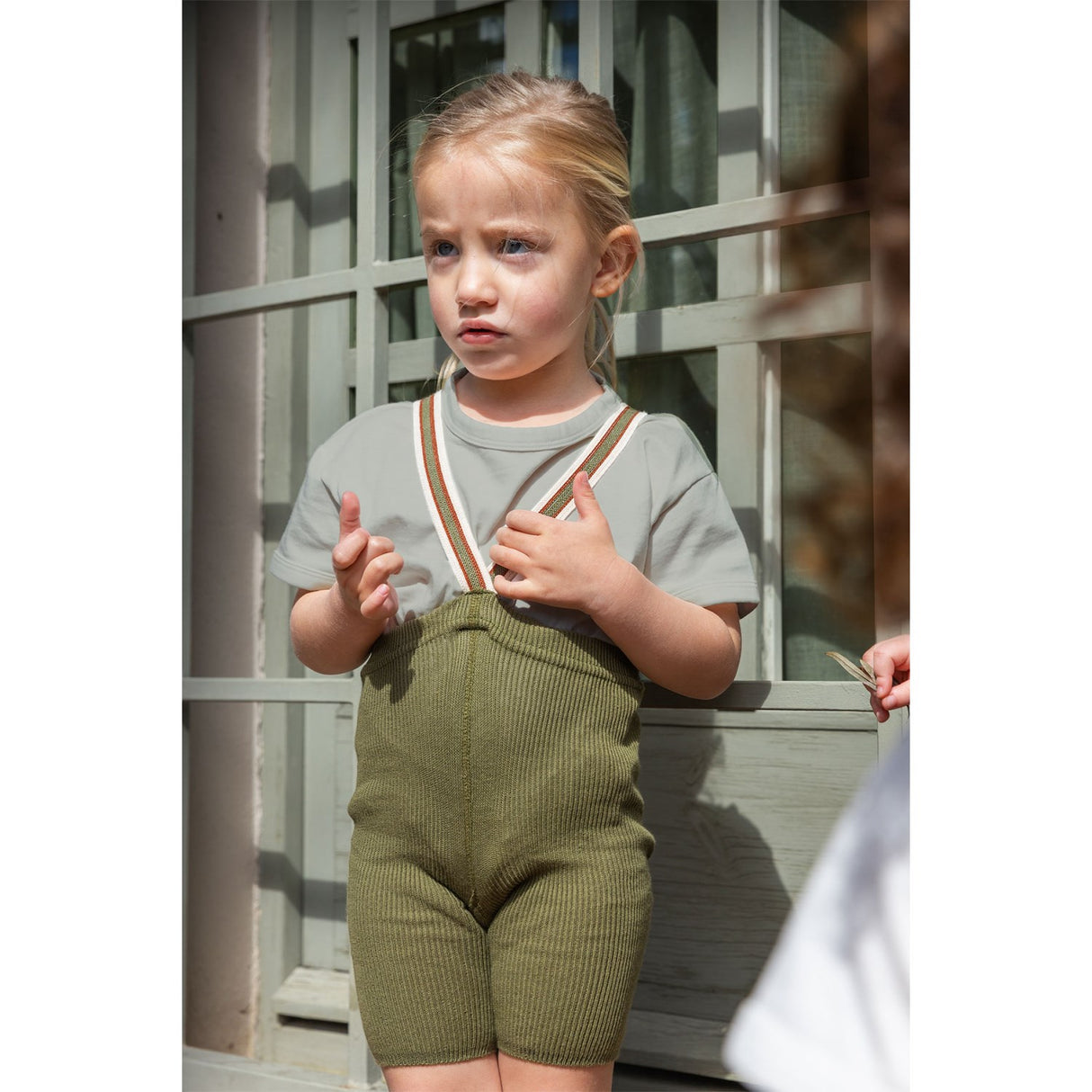 Silly Silas Olive Striped Shorty Tights Med Seler