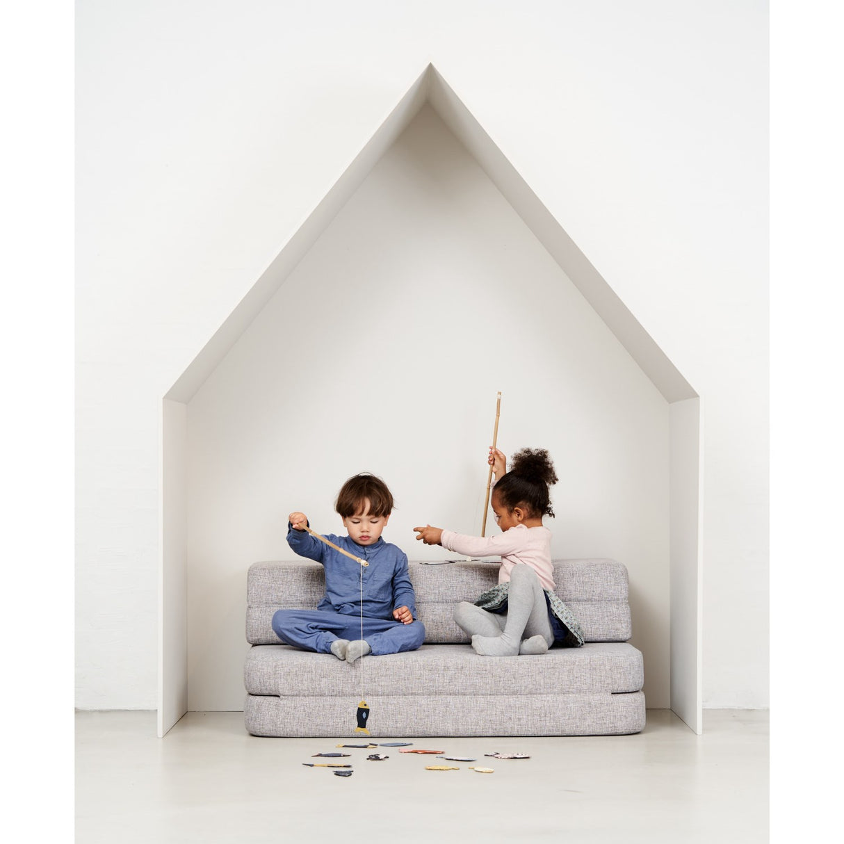 by KlipKlap 3 Fold Sofa Multi Grey With Grey KK XL Soft 140 Cm