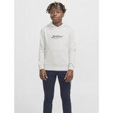 Jack & Jones Junior White Melange Jjbeau Sweat Hætte Jnr