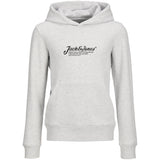 Jack & Jones Junior White Melange Jjbeau Sweat Hætte Jnr
