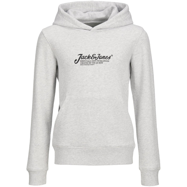 Jack & Jones Junior White Melange Jjbeau Sweat Hætte Jnr