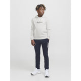 Jack & Jones Junior White Melange Jjbeau Sweat Hætte Jnr