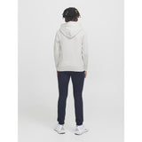 Jack & Jones Junior White Melange Jjbeau Sweat Hætte Jnr