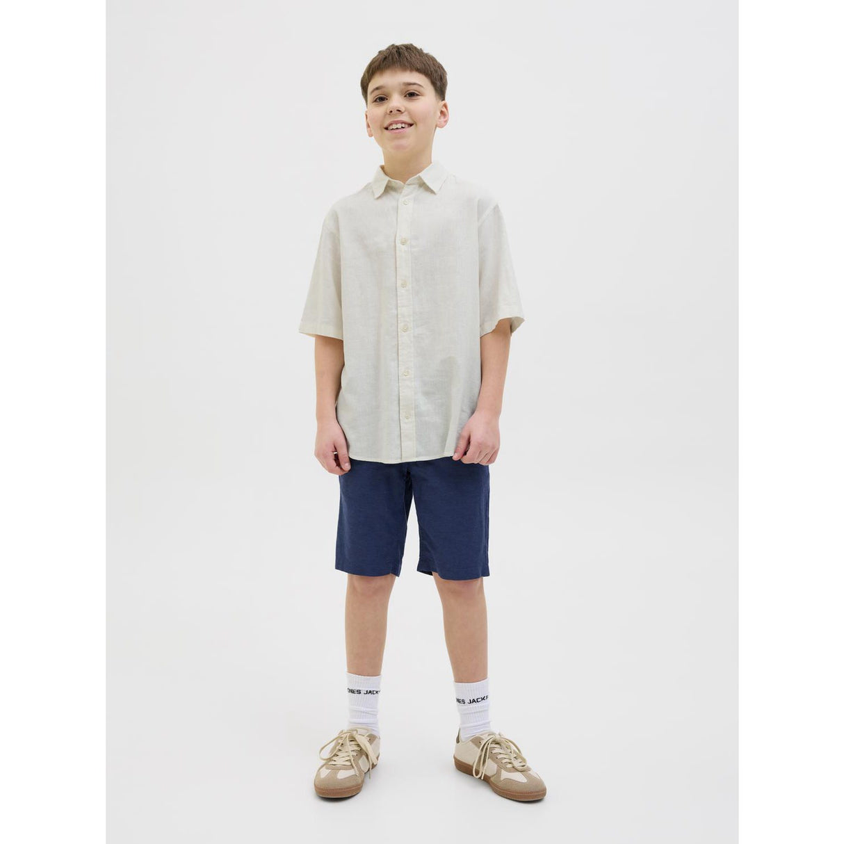 Jack & Jones Junior Antique White Jorparos Oversized Skjorte Ss Jnr