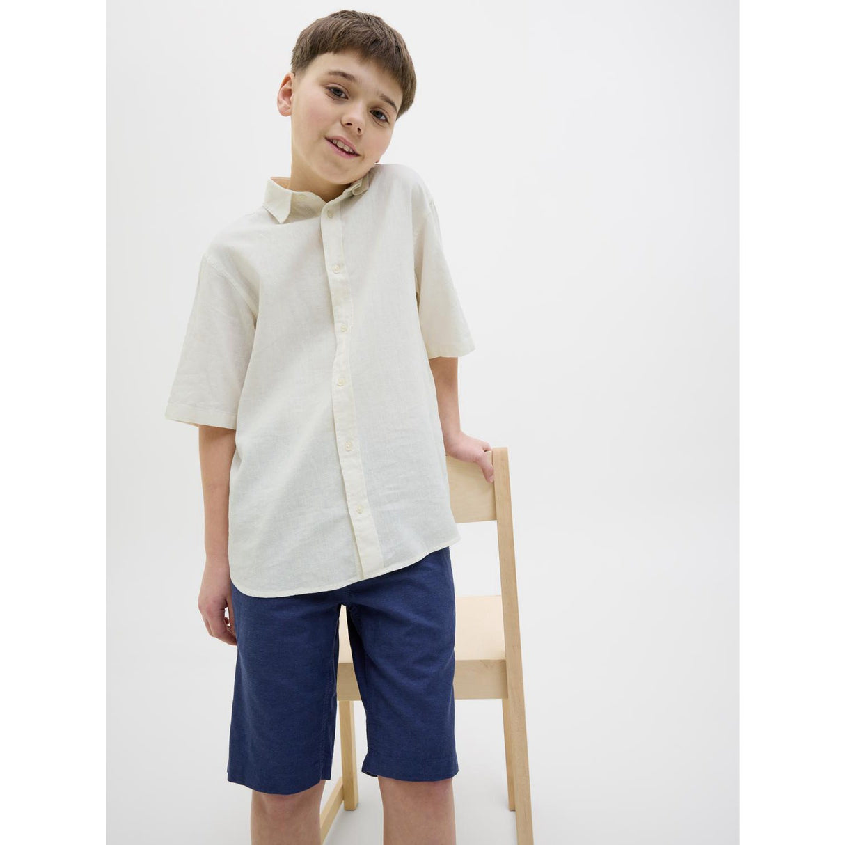 Jack & Jones Junior Antique White Jorparos Oversized Skjorte Ss Jnr