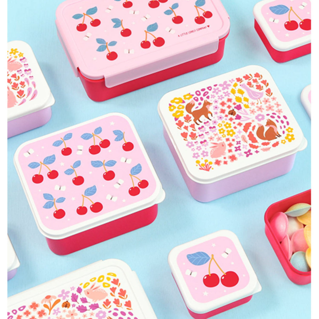 A Little Lovely Company Cherries Lunch & Snack Box Set