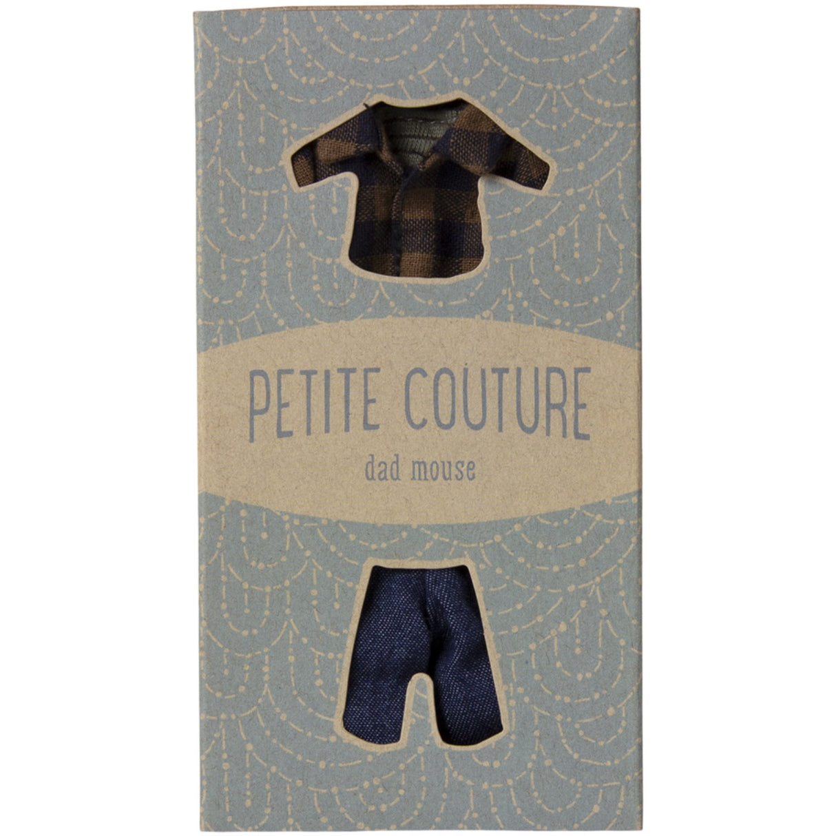 Maileg Brown Checked Skjorte Og Bukser, Far Mus