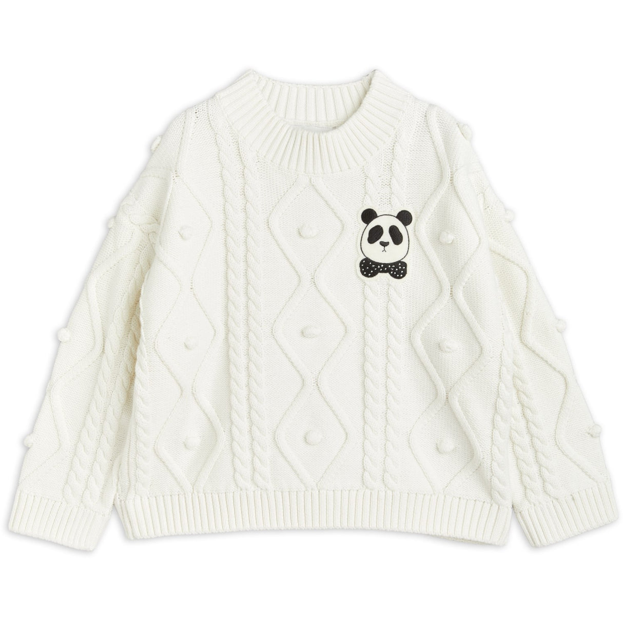 Mini Rodini Offwhite Panda Texture Strik Sweater