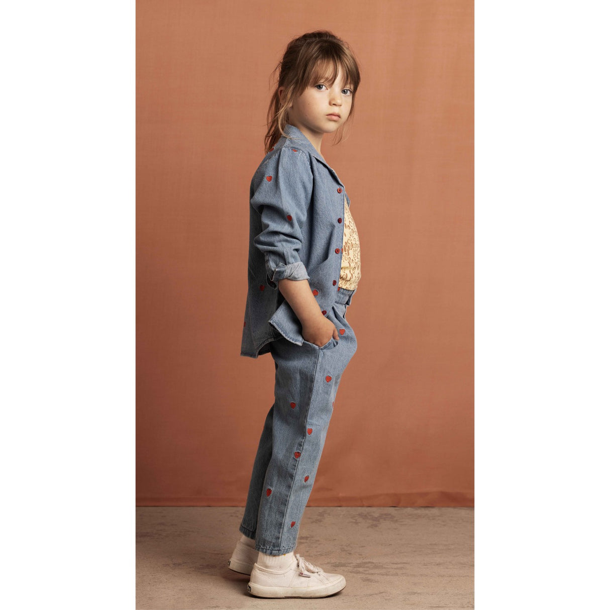 Mini Rodini Blue Mini Hearts Aoe Woven Trousers