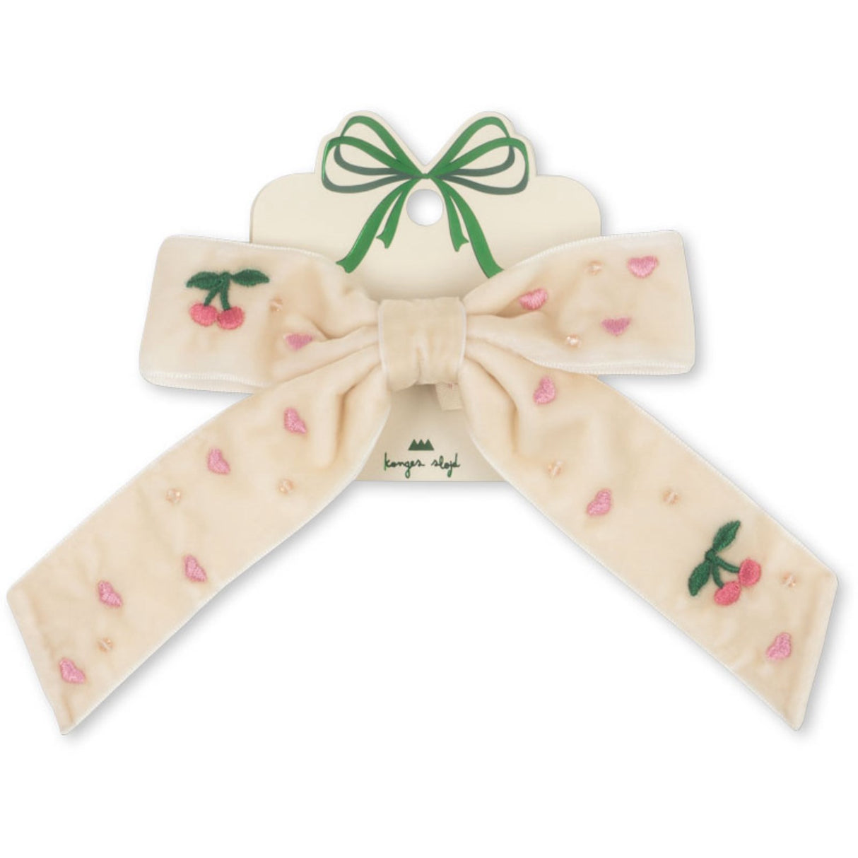 Konges Sløjd Pearled Ivory Fløjl Sløjfe Pearly Hårspænde