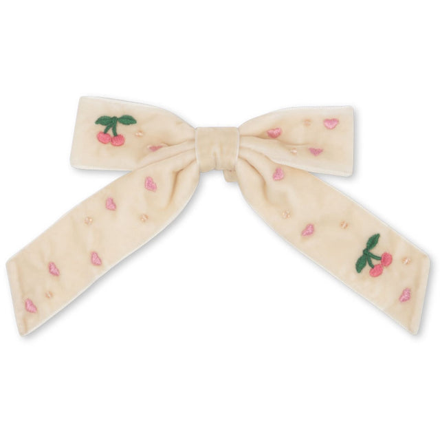 Konges Sløjd Pearled Ivory Fløjl Sløjfe Pearly Hårspænde