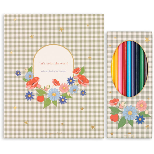 Konges Sløjd Green Tea Check Malebog og Farveblyanter Fsc