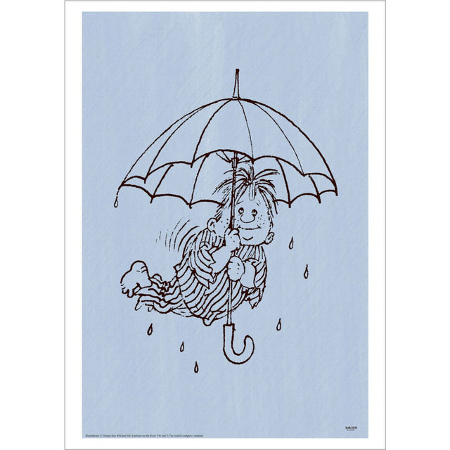 Poster & Frame Astrid Lindgren - Umbrella - Karlsson On The Roof