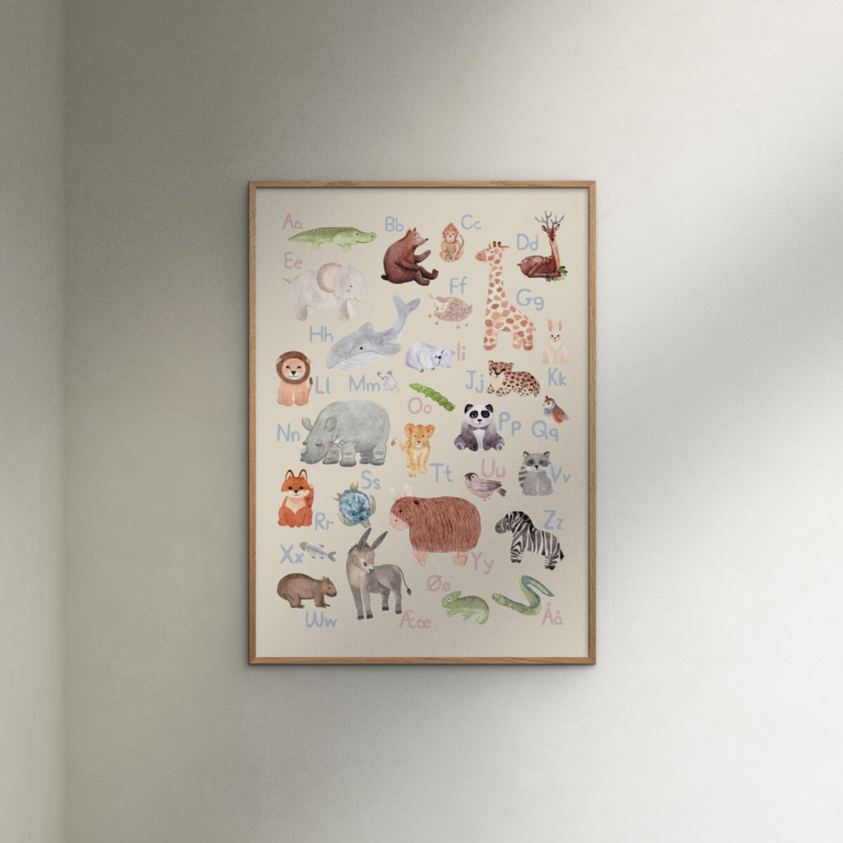 Poster & Frame Citatplakat - Dyrenes Alfabet – Børneplakat