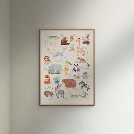 Poster & Frame Citatplakat - Dyrenes Alfabet – Børneplakat