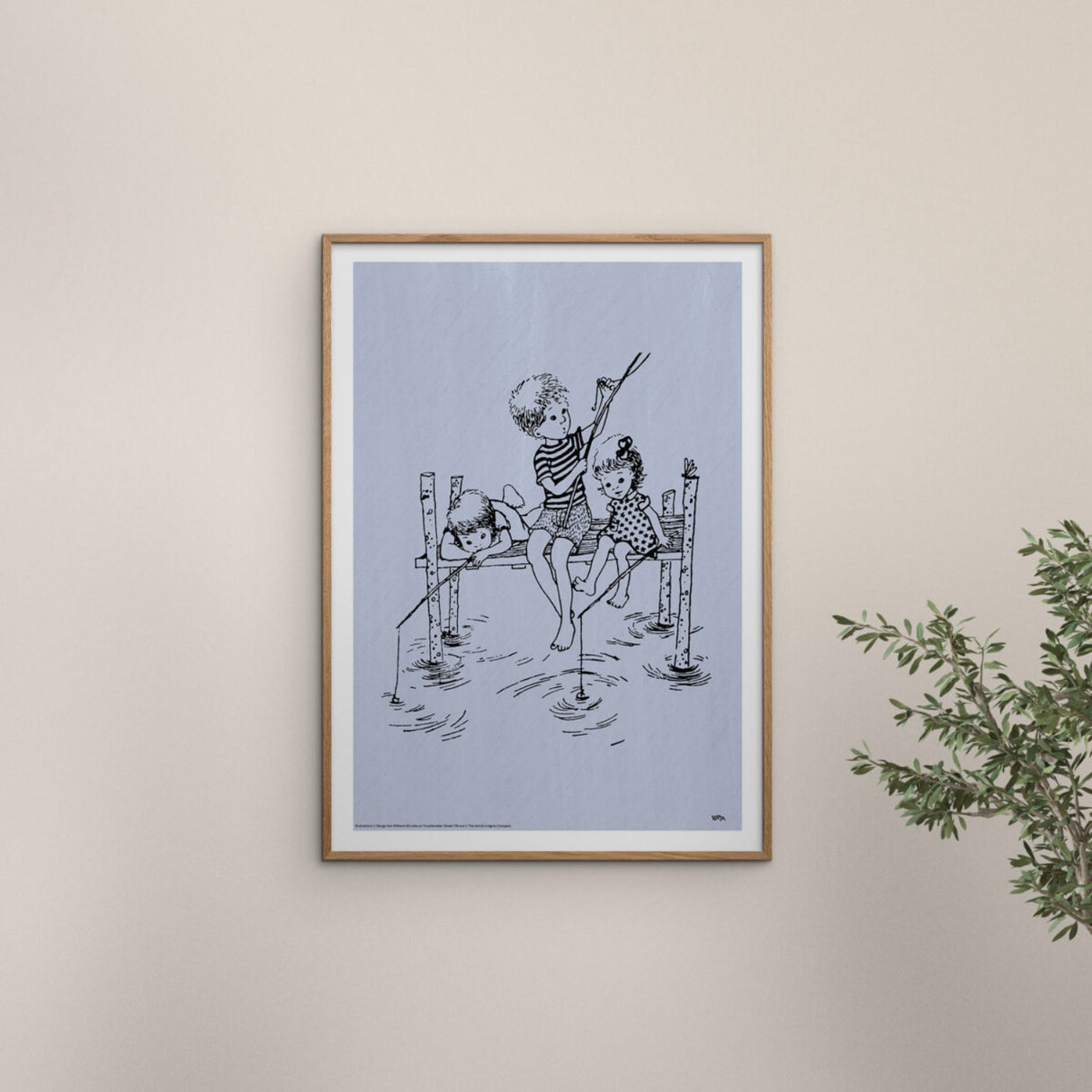 Poster & Frame Astrid Lindgren - Fishing Rod - Lotta