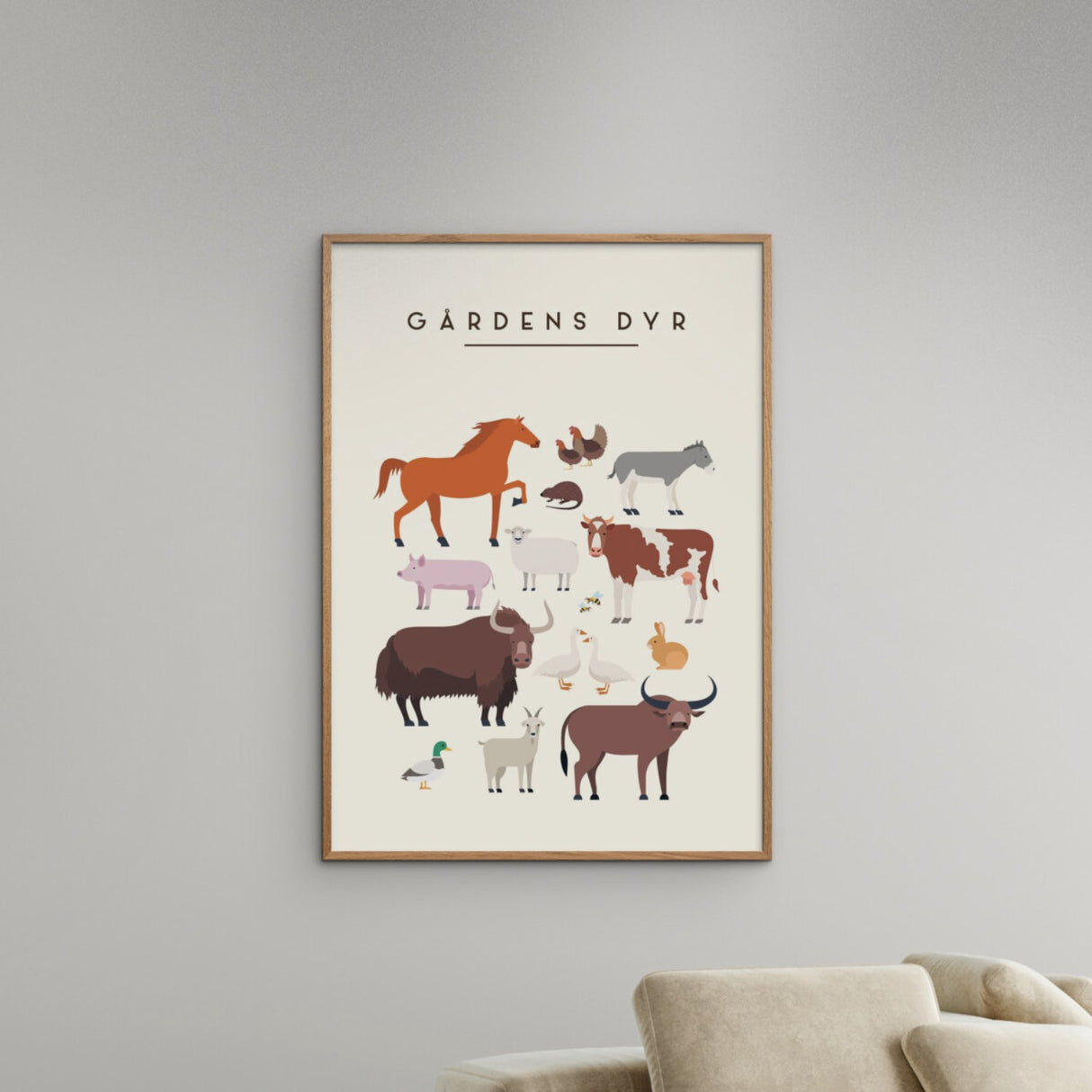Poster & Frame Citatplakat - Gårdens Dyr – Børneplakat