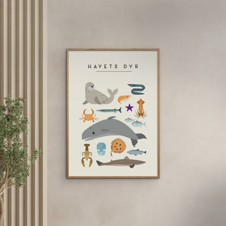 Poster & Frame Citatplakat - Havets Dyr – Børneplakat