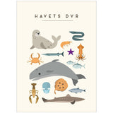 Poster & Frame Citatplakat - Havets Dyr – Børneplakat