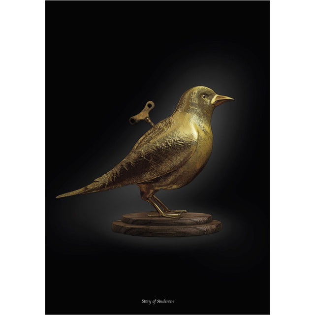 Poster & Frame Story Of Andersen - Nattergalen - Hvid/Sort Baggrund