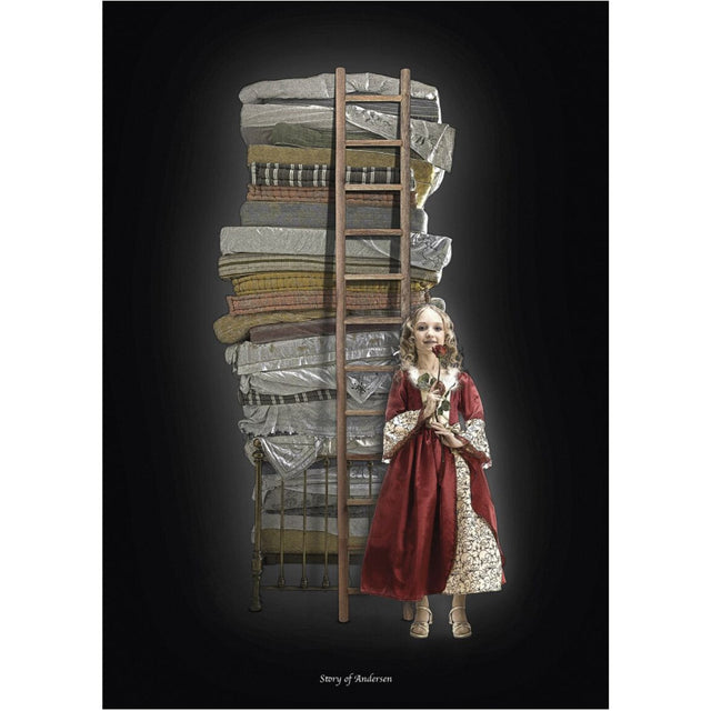 Poster & Frame Story Of Andersen - Prinsessen På Ærten - Hvid/Sort Baggrund