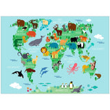Poster & Frame Citatplakat - Verdenskort Plakat Med Dyr Til Børn