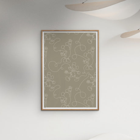 Poster & Frame Disney - Green & White Mickey Outline