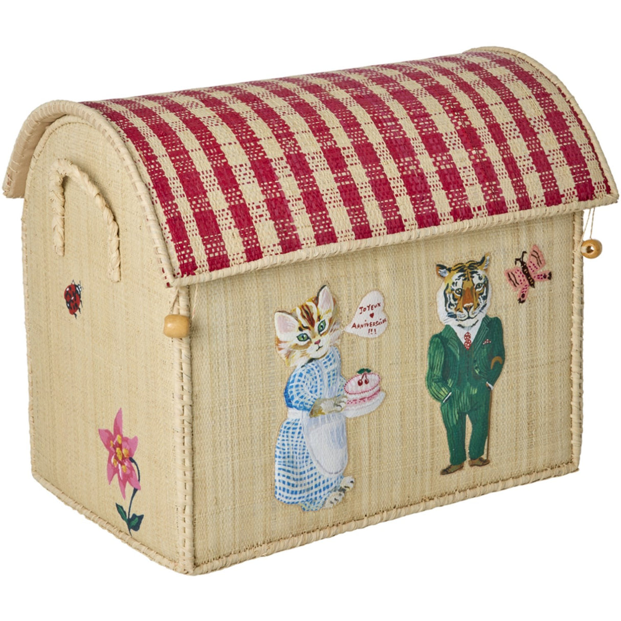 Rice Nathalie Lété Theme Raffia Legetøj Kurve 3-Pak