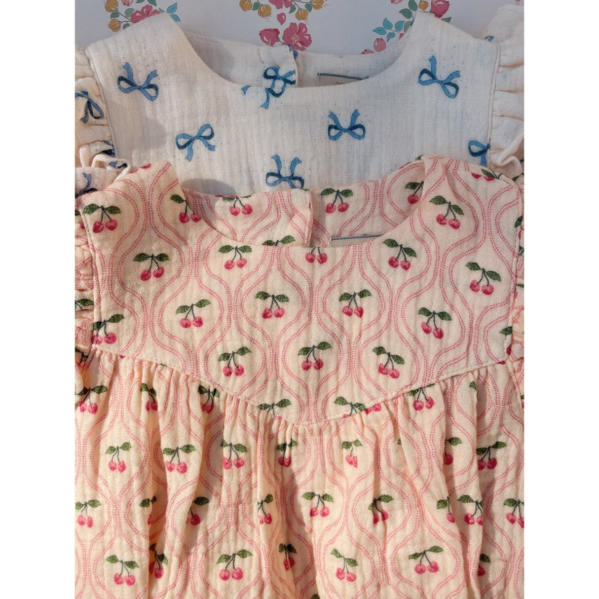 Konges Sløjd Cherry Pink Motif Coco Romper GOTS