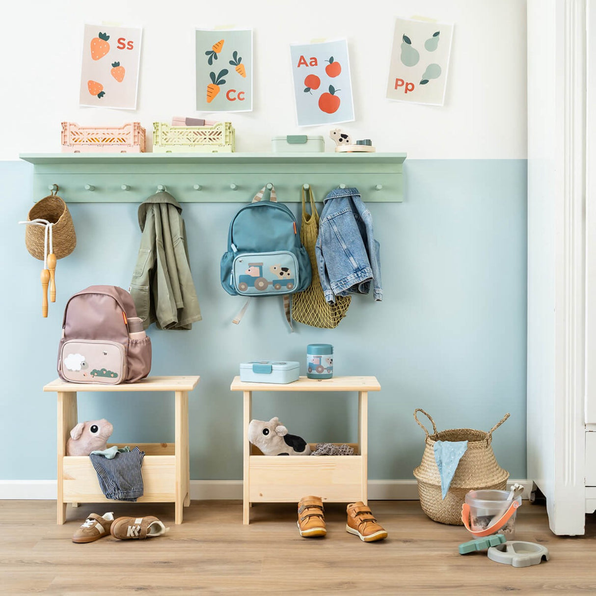 DonebyDeer Blue Børnerygsæk Tiny Farm 7,5 L