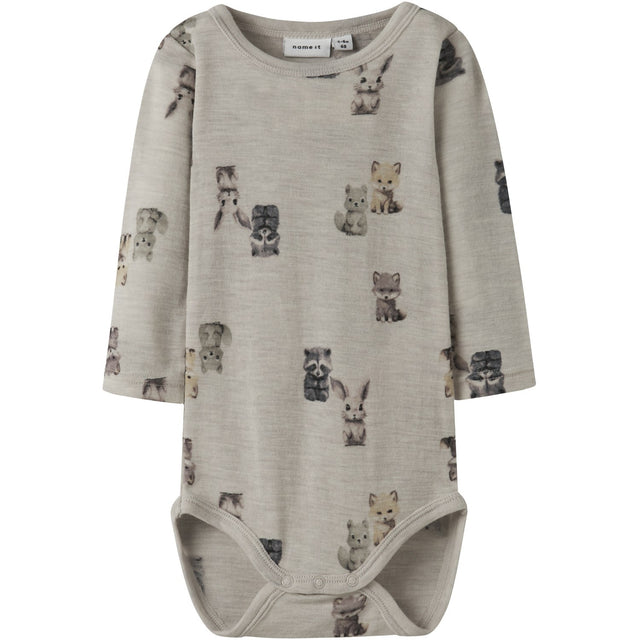 Name It Nacreous Cloud Forest Animals Nbmwang Uld Rib Ls Body Aop