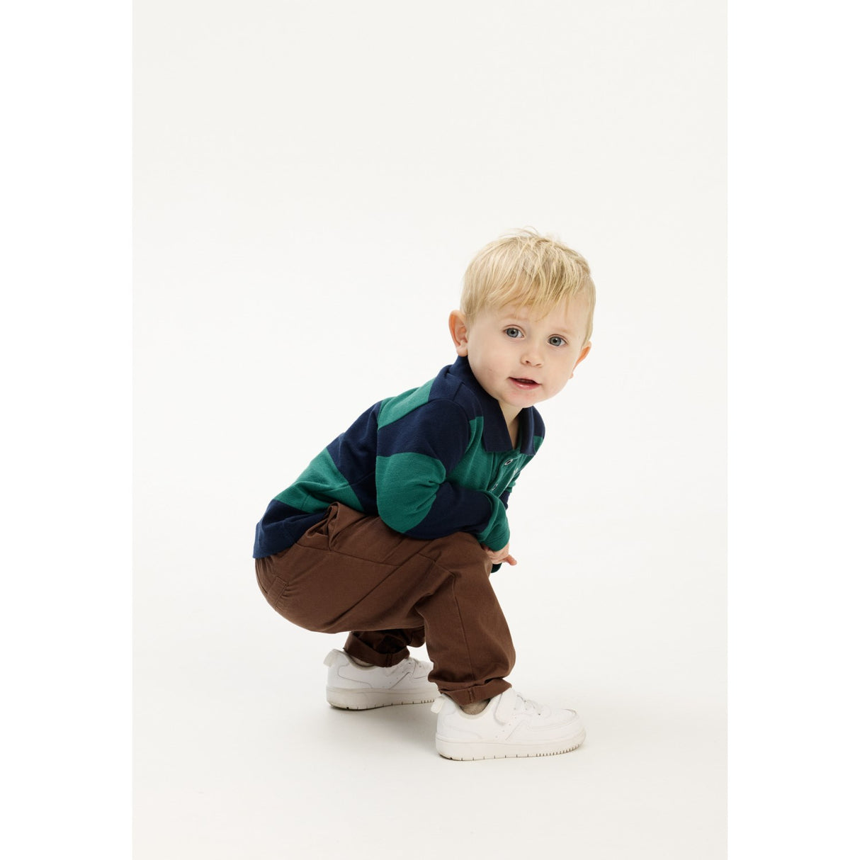 THE NEW Siblings Navy Blazer Striped Pinon L_S Pique Polo