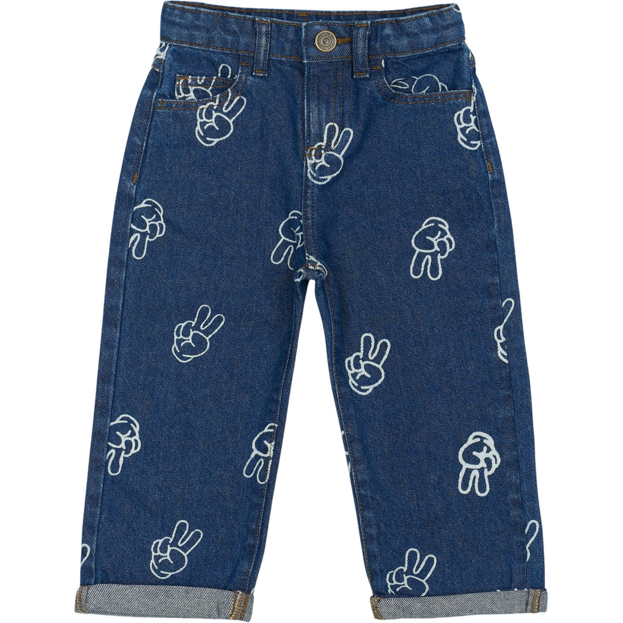 THE NEW Siblings Medium Blue Denim AOP Prosper Wide Jeans