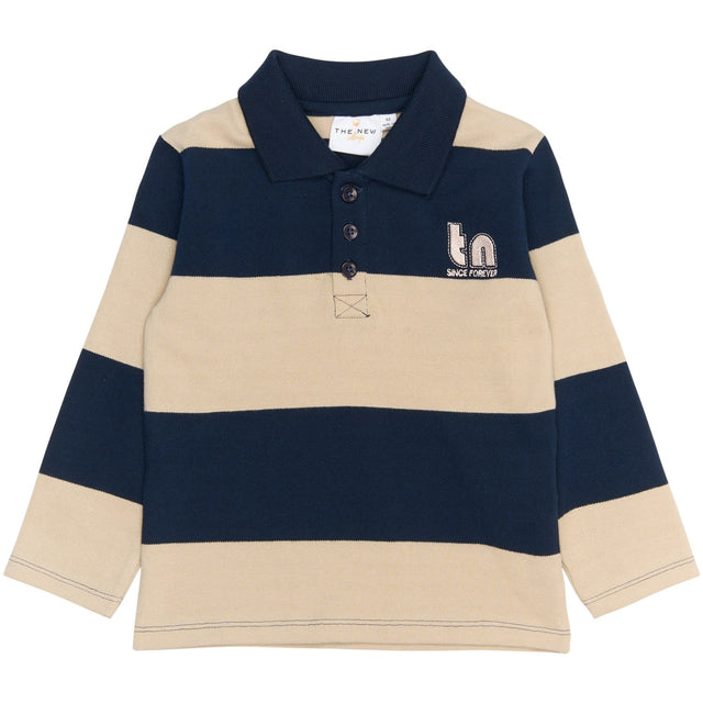 THE NEW Siblings Navy Blazer Striped Rinon L_S Pique Polo