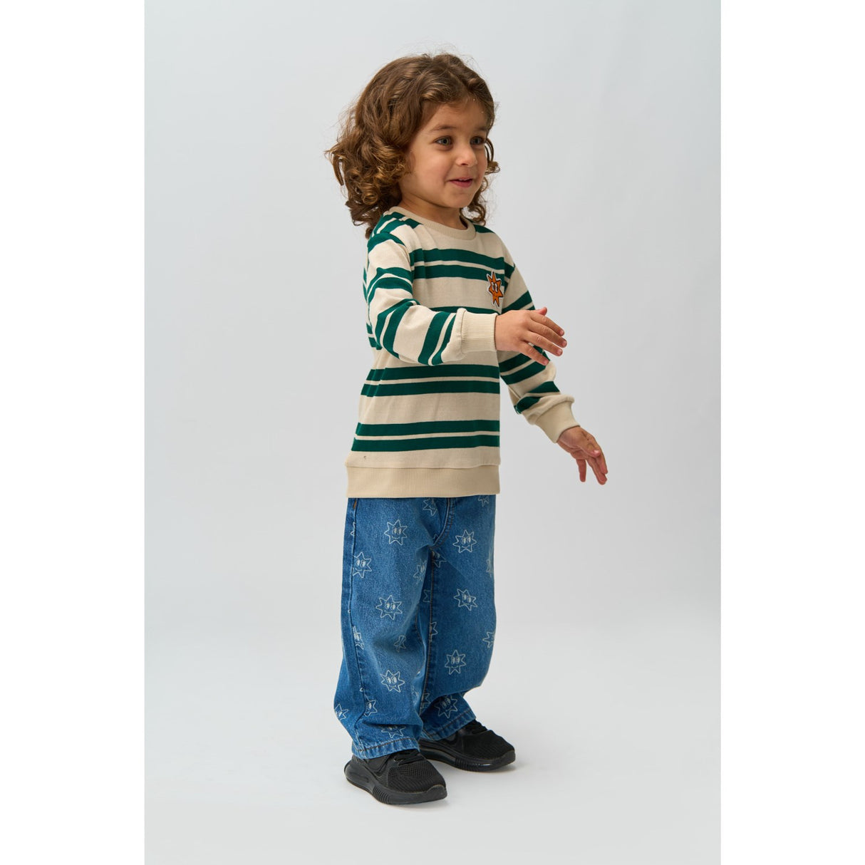 THE NEW Siblings Deep Teal Striped Robbie Strik Sweatshirt