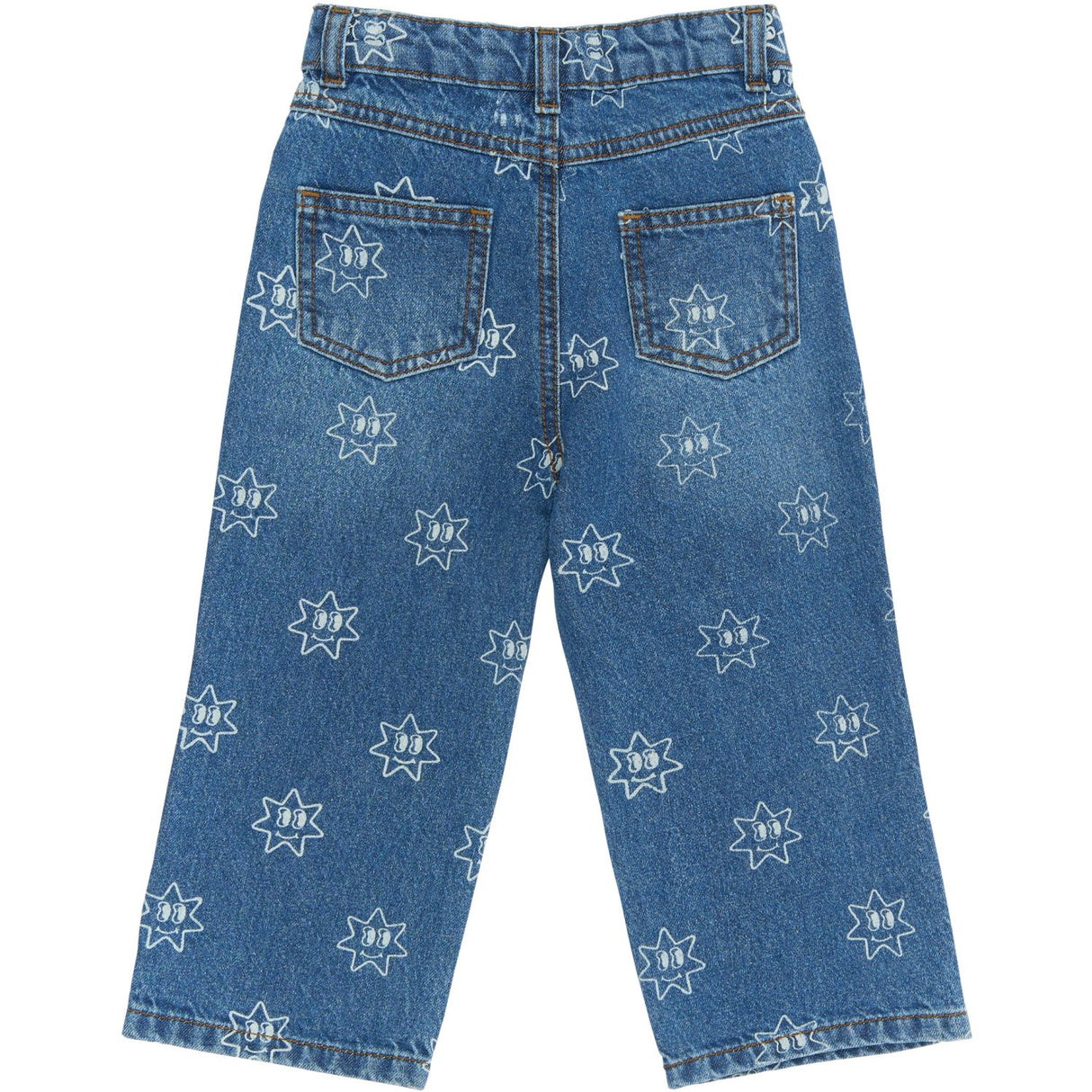 THE NEW Siblings Medium Blue Denim AOP Ripley Wide Jeans